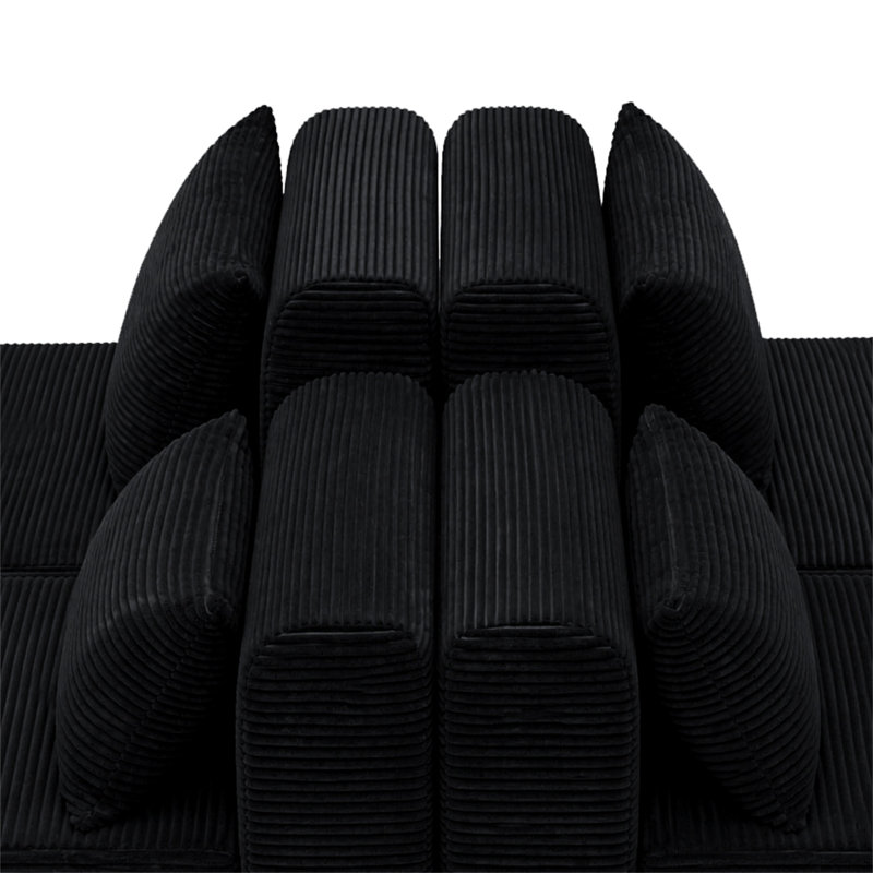 Canapé double modulaire 71 pouces 2 places, Black Corduroy