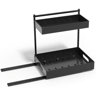 Rangement sous évier Sorbus avec glissières et ruban adhésif - étagère de rangement coulissante à 2 niveaux pour la cuisine et la salle de bain