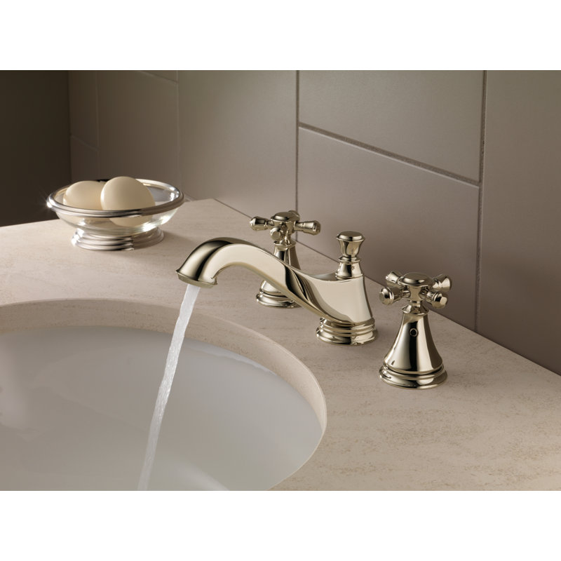 Robinet de salle de bain à large entraxe avec bonde Cassidy, Nickel poli brillant