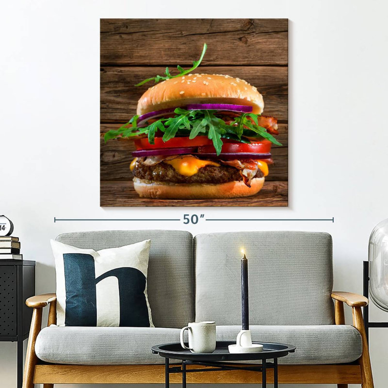 Yarlin juteux hamburger, H 33 po x l 33 po