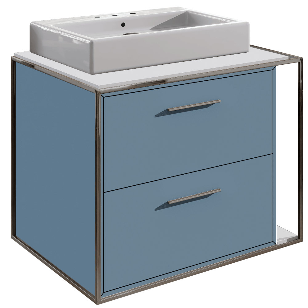 Linea 24'' Single Bathroom Vanity, Polished Stainless Steel, 8" Widespread, Azure