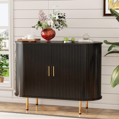 Buffet cannelé avec portes tambourines - noir