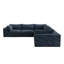 Nuage bleu à 5 places en velours côtelé de 118,2 po, conception à deux couches, coussins amovibles, sans assemblage, modulaire pour les espaces personnalisables, compression à haute densité facile à déballer, rembourrage en plumes