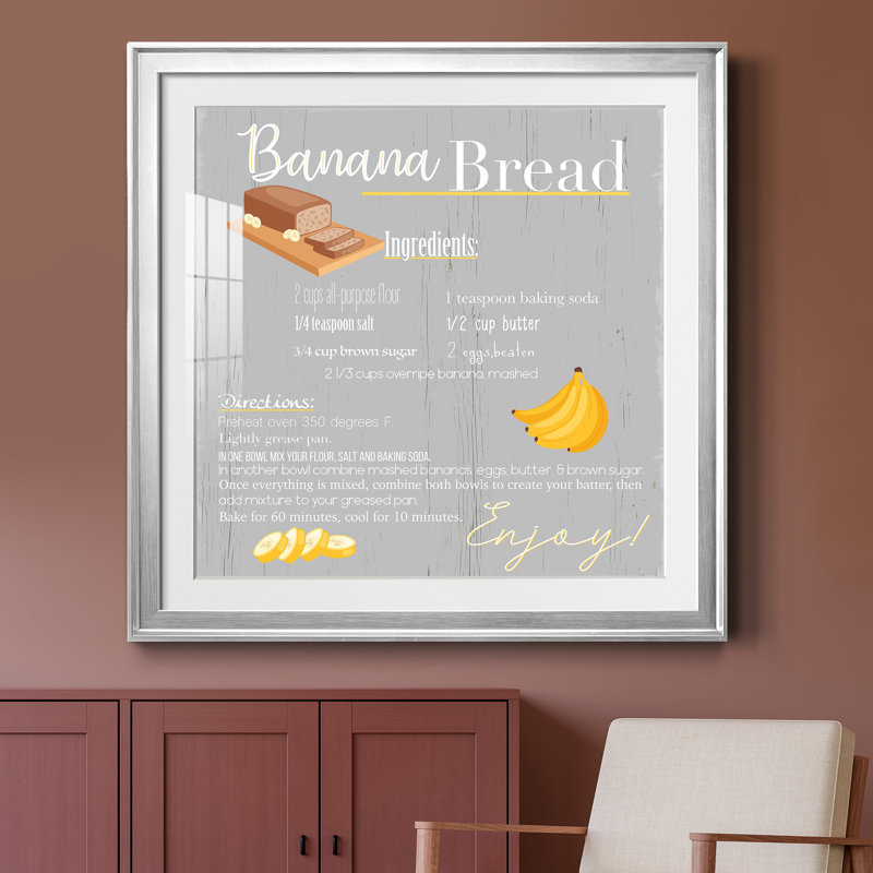 Banana Bread - Photo encadrée, art textuel, Cadre argenté, H 30,5 po x l 30,5 po x P 1,5 po