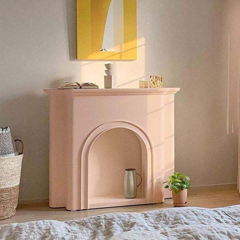 Pink Manufactured Wood Electric Fireplace