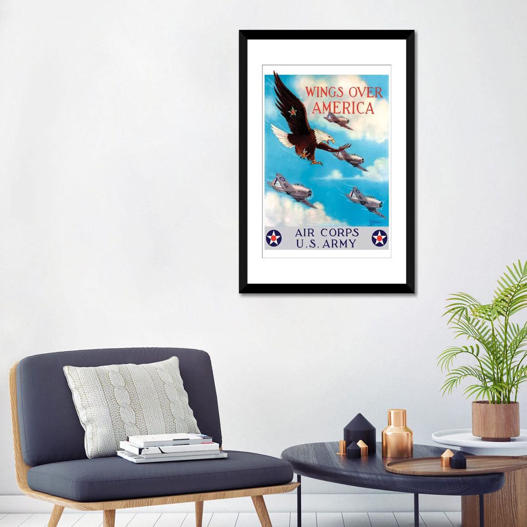" WWII Poster Of A Bald Eagle Flying In The Sky With Fighter Planes " by John Parrot East Urban Home Mat