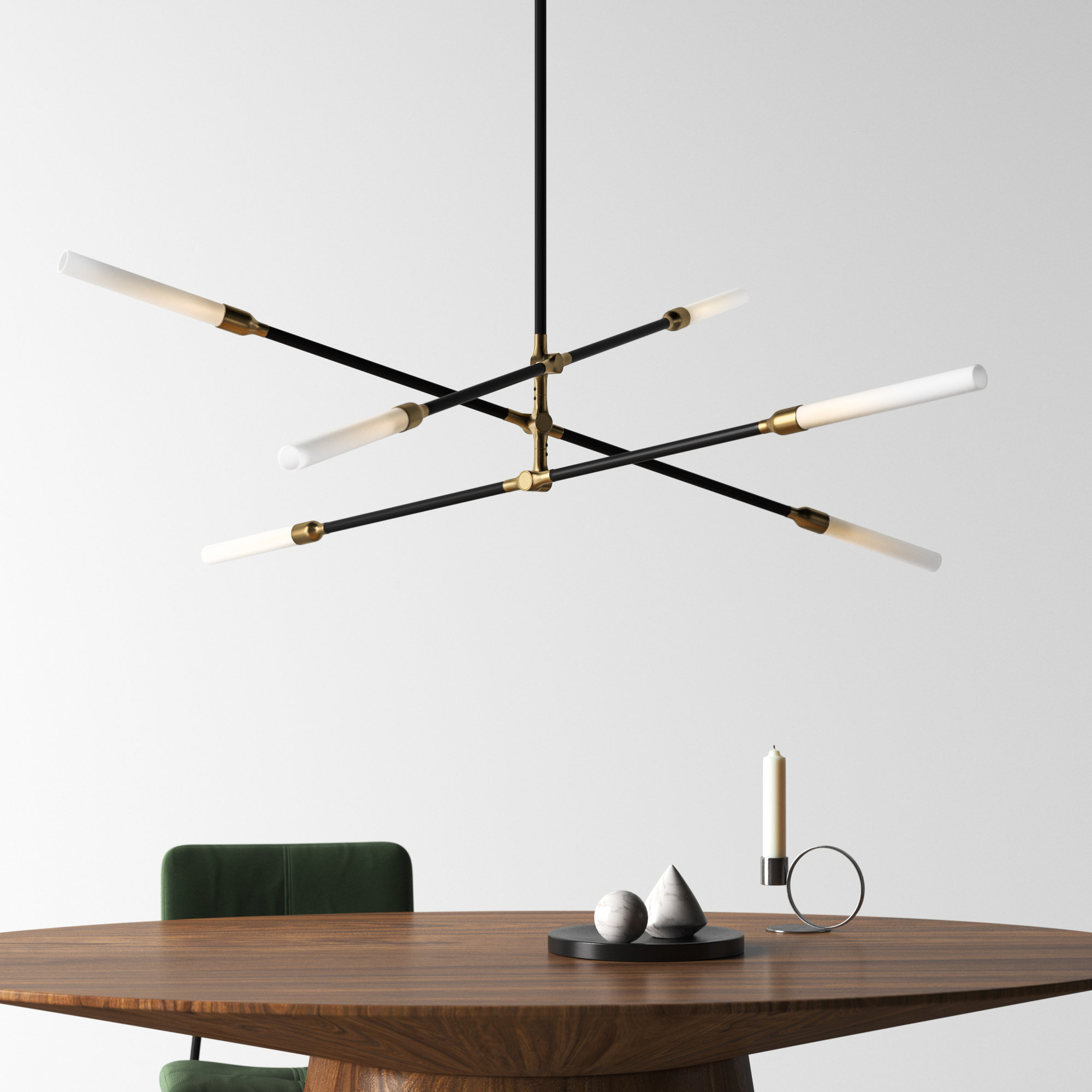 Emory 6 - Light Sputnik LED Novelty Pendant, Black Aged Brass, 35"H x 36"W x 36"D