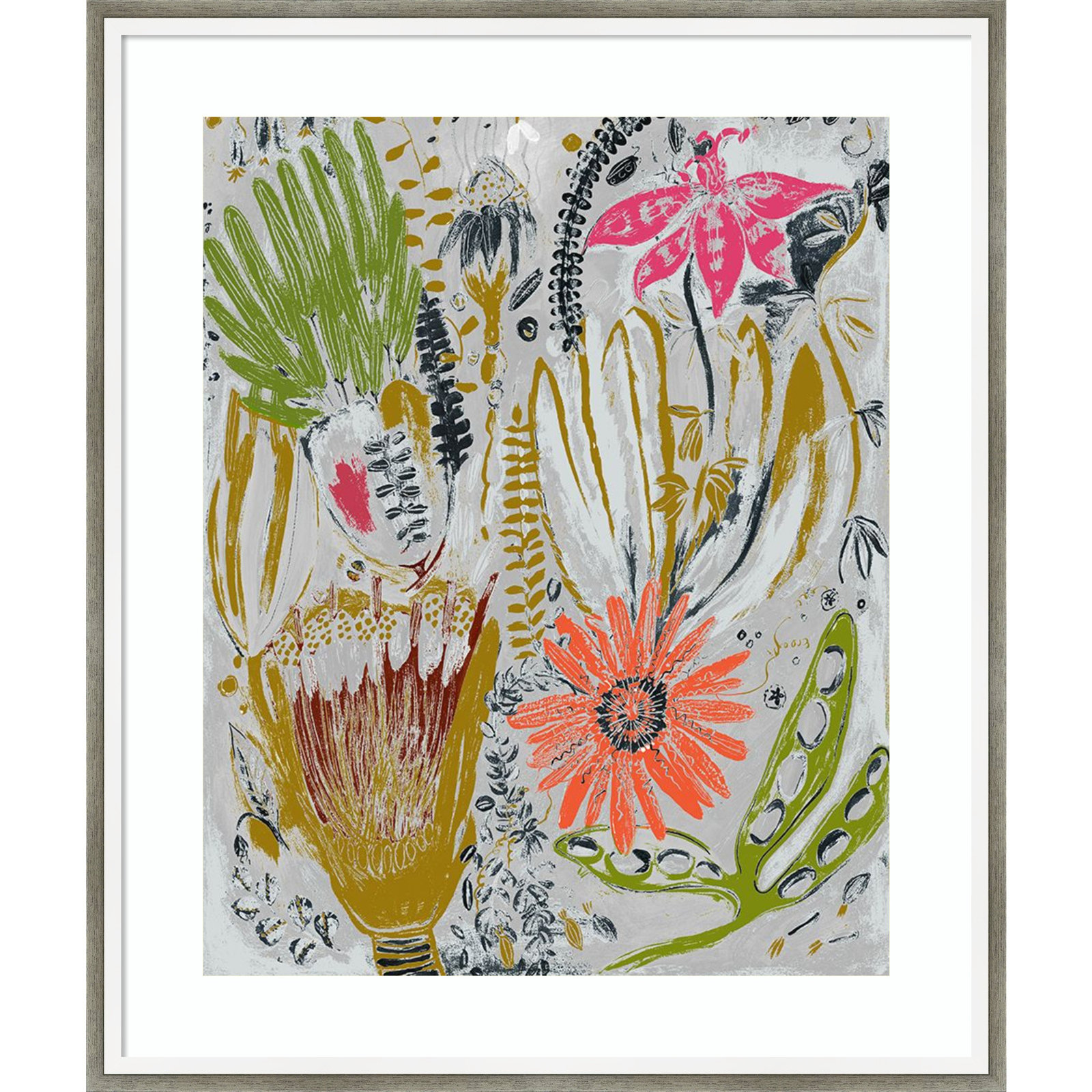 Tropical Blooms by Maya Woods, Gray, 21" W x 25" H
