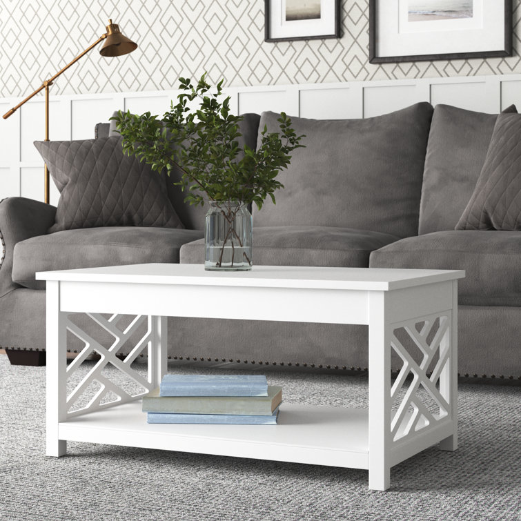 Lund 36" Wooden Rectangular Coffee Table with 1 Shelf