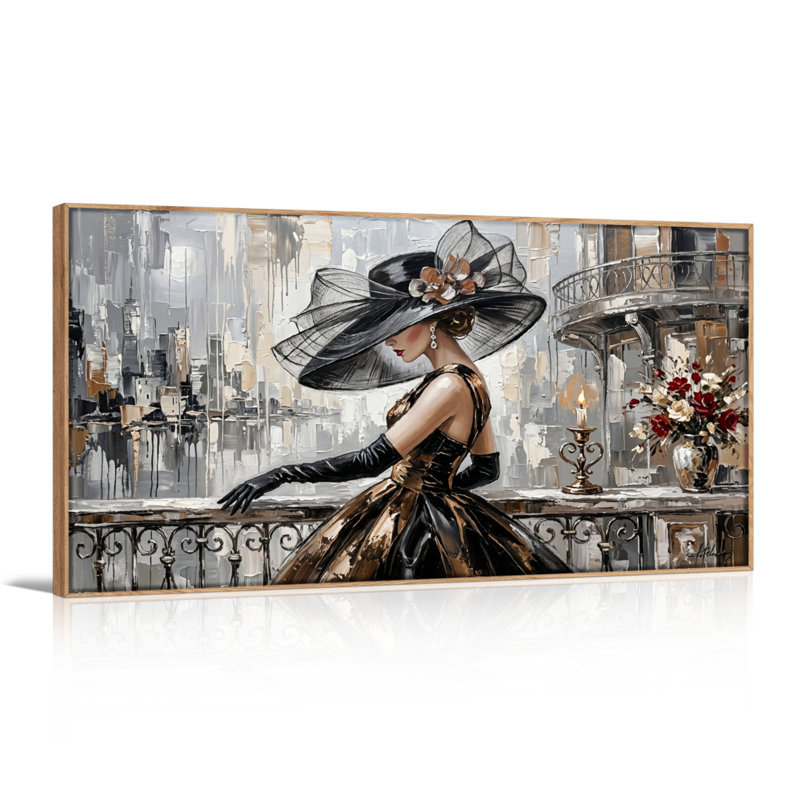 Ensemble de 1 tableau sur toile « Dame élégante », 40“W x 20”H, Naturel