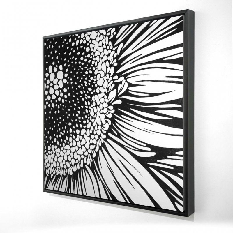 Gerbera sur toile, botanique et monochrome | Décoration intérieure