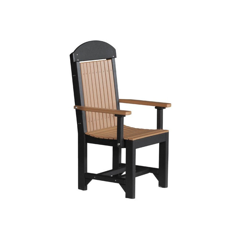 Lintgen Premium All-Weather Wicker Outdoor Dining Armchair with Cushion, Cedar/Black