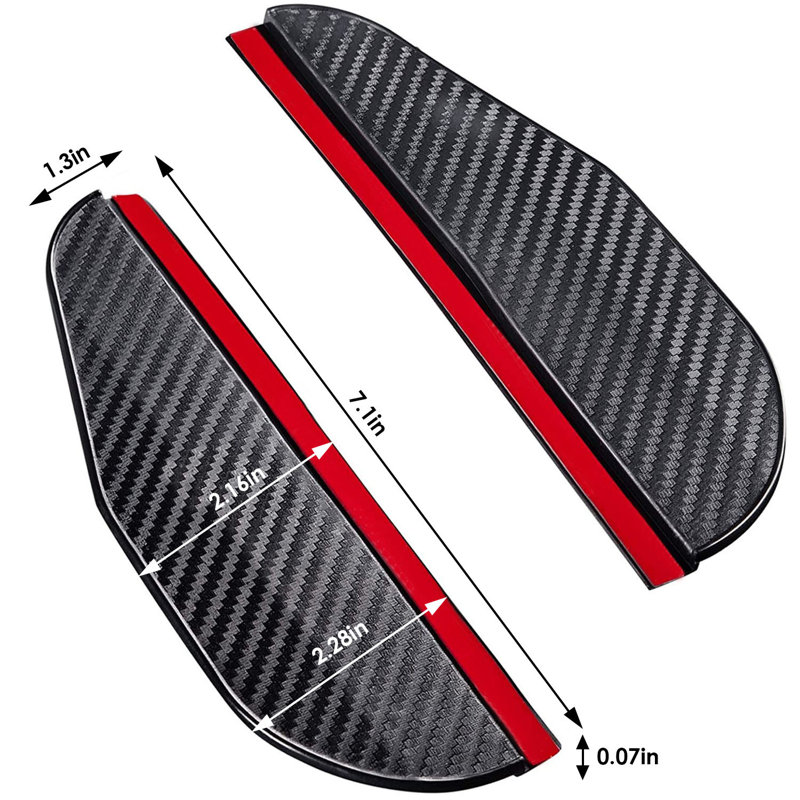 2 pièces en fibre de carbone avec miroir latéral pour voiture et pare-pluie pour la plupart des voitures