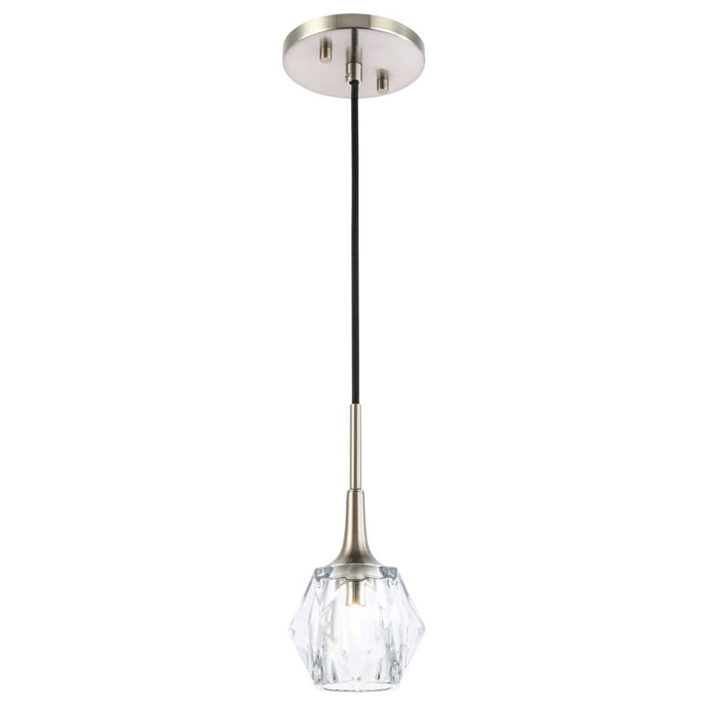 Luminaire suspendu géométrique à 1 lumière Romona, Nickel inoxydable, DEL
