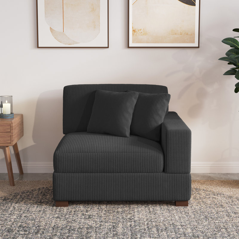 Milbrey 104.1Cm Wide Armchair, Grey Corduroy