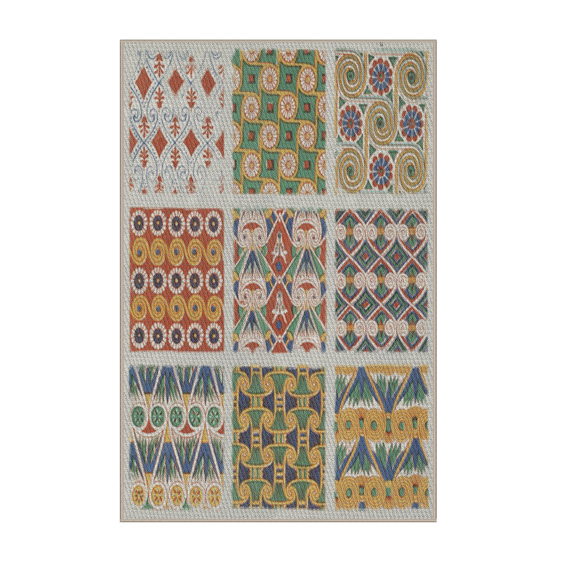 Tapis vert / bleu / rouge tissé à la machine, Rectangle 2 pi x 4 pi