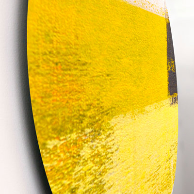 Gris et jaune bleu abstrait I - ensemble de décoration murale moderne en métal