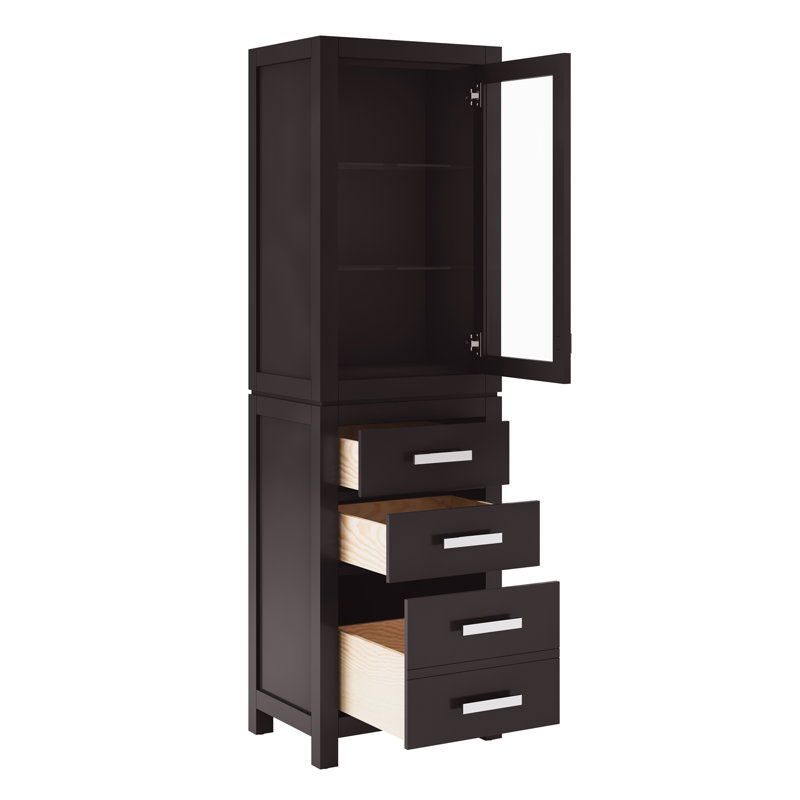 Esita Solid Wood Linen Cabinet, Espresso