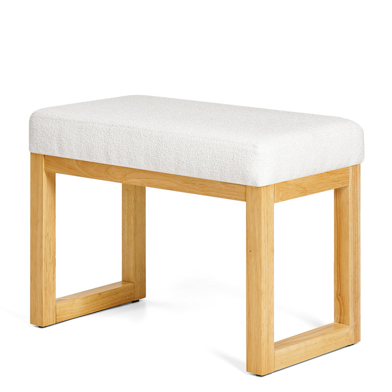 Soft Cushioned Beige Shoe - Changing Bench, Modern Design And Natural Wood Frame, Fits Different Home Settings, 25.5"*18.25"*14.5", 14.4Lbs Bench With Clean Line Aesthetic, Solid Structure,