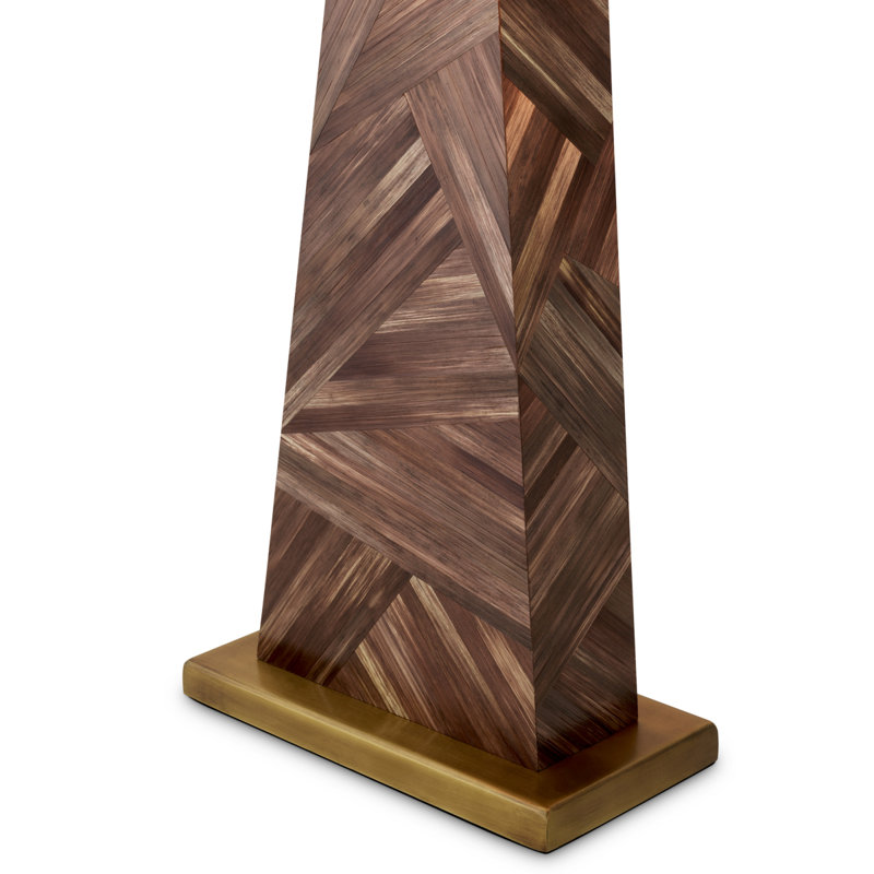 Table Lamp Gaultier brown straw marquetry incl shade