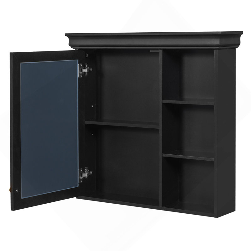 Armoire à pharmacie de salle de bain avec miroir 30 po x 28 po, armoire à miroir murale avec rangement, armoire de rangement noire au-dessus de la toilette pour salle de bain