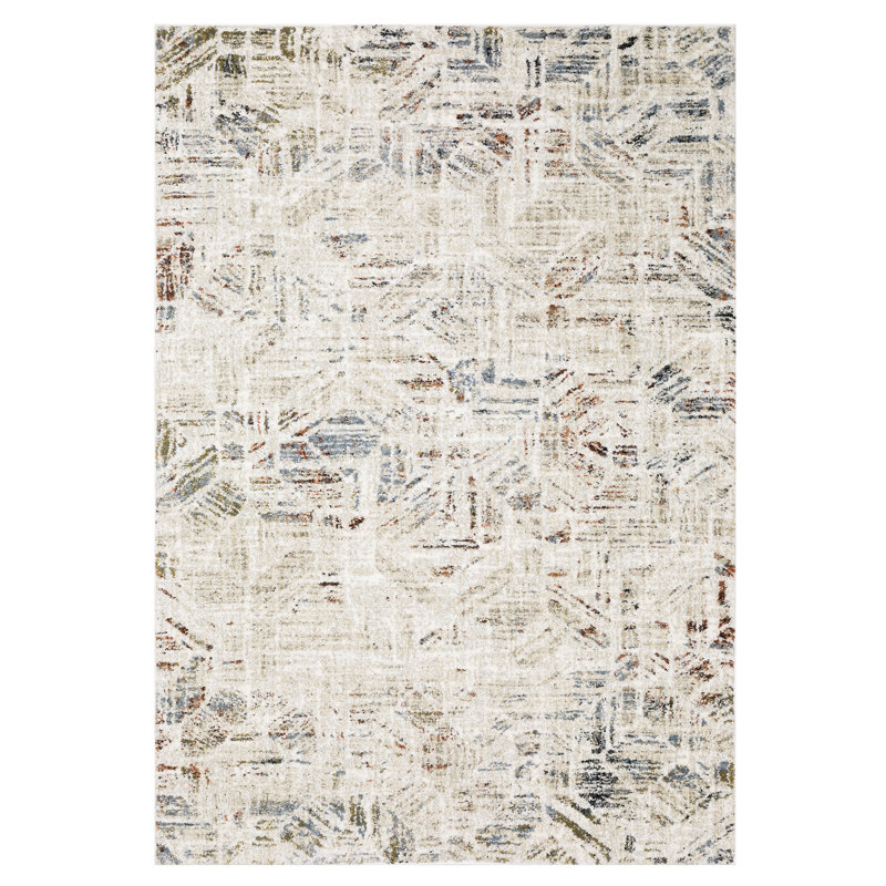 Genesis Modern Distressed Geometric Beige/Multi Area Rug, Rectangle 7'10" x 10'