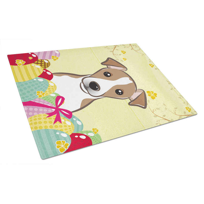 Planche à découper en verre trempé à caroline de pâques, Jack Russell terrier brun