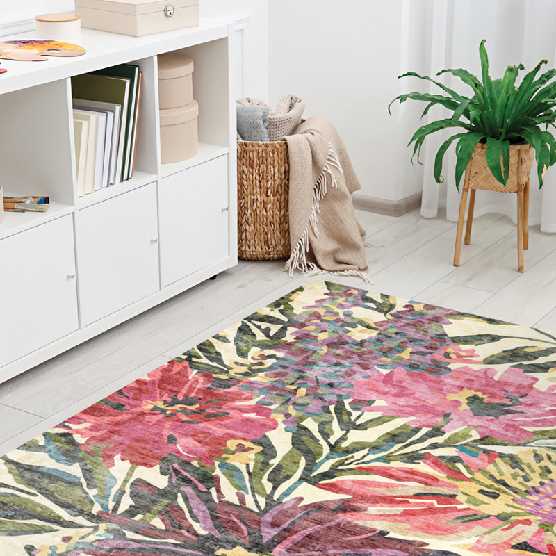 Camellia Pink Easy to Clean Vinyl Mat, Runner 2'6" x 6'5"