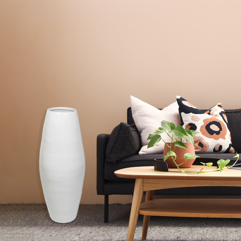 Grand vase de plancher en bambou fabriqué à la main Teebar, H 37 po x l 14 po x P 14 po, Noir