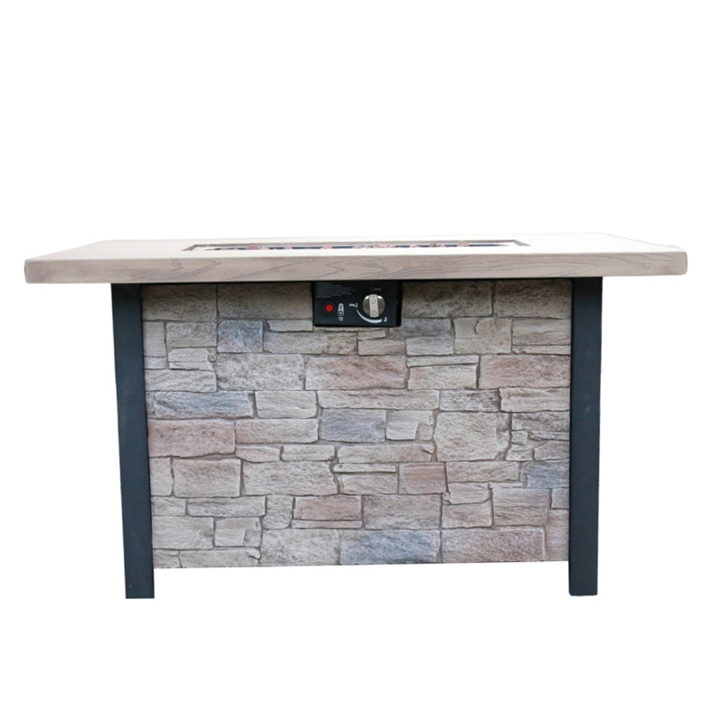 Table de foyer d'extérieur pour foyer au gaz propane, Noyer / noir