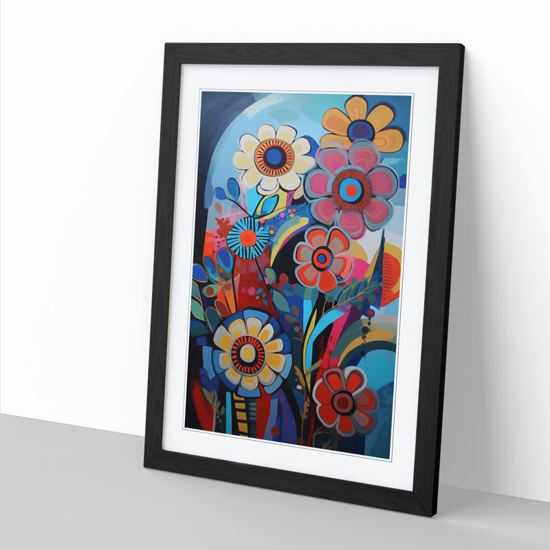 FRM-V0523-877X Flowers Constructivism Vol.6 1 Piece Single Picture Frame Wall Art, 46cm H x 34cm W x 2cm D, Oak Framed