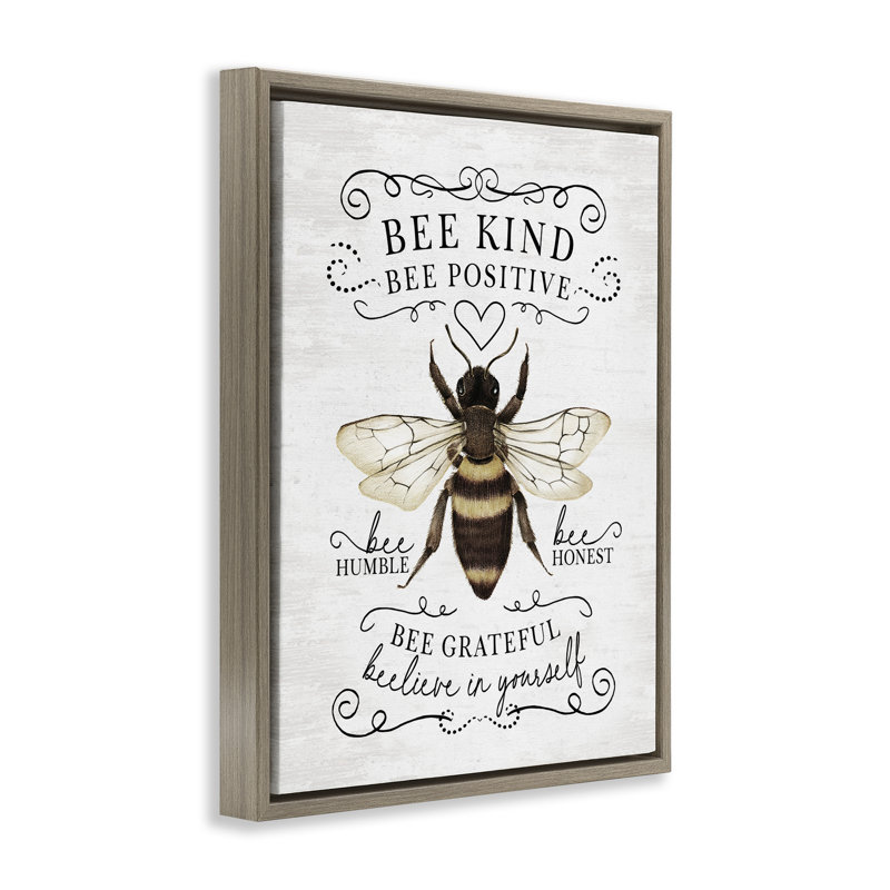 Cadre flottant Bee Kind & positive, Cadre flottant orme Montalcino, H 21 po x l 17 po