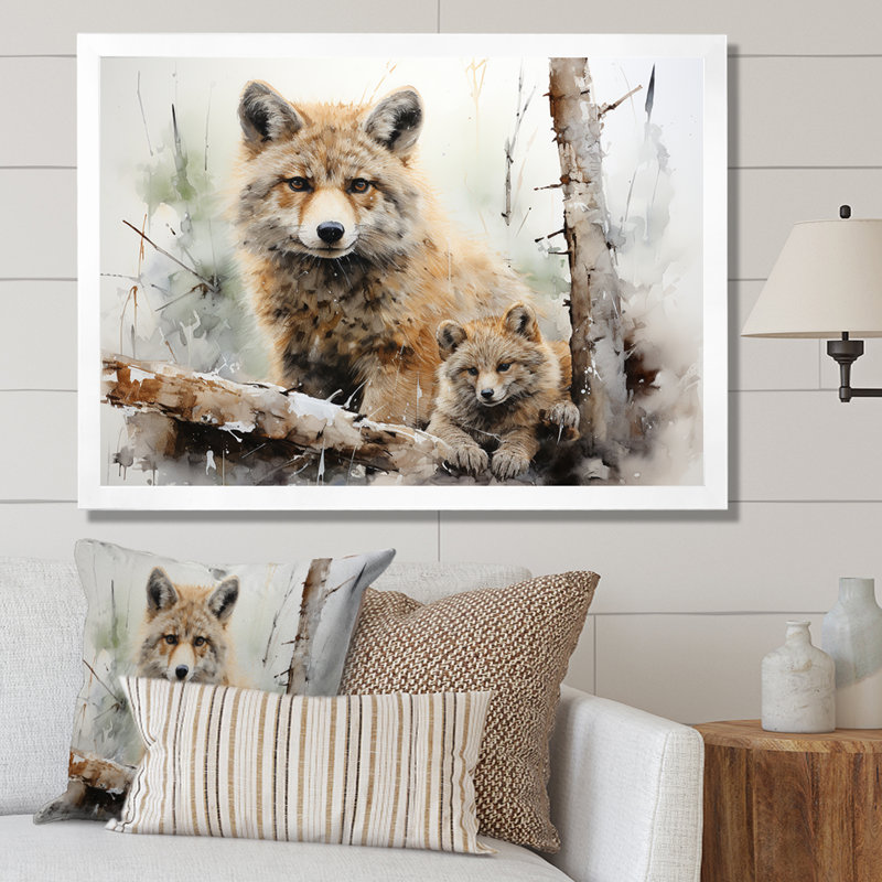 Famille de loups, Cadre simple blanc, H 16 po x l 32 po x P 1 po