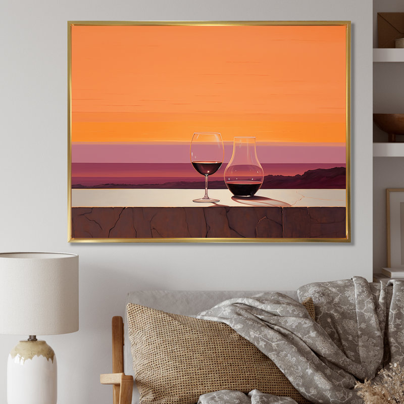 Vinos Vista sur toile, Cadre flottant doré, H 16 po x l 32 po x P 1 po