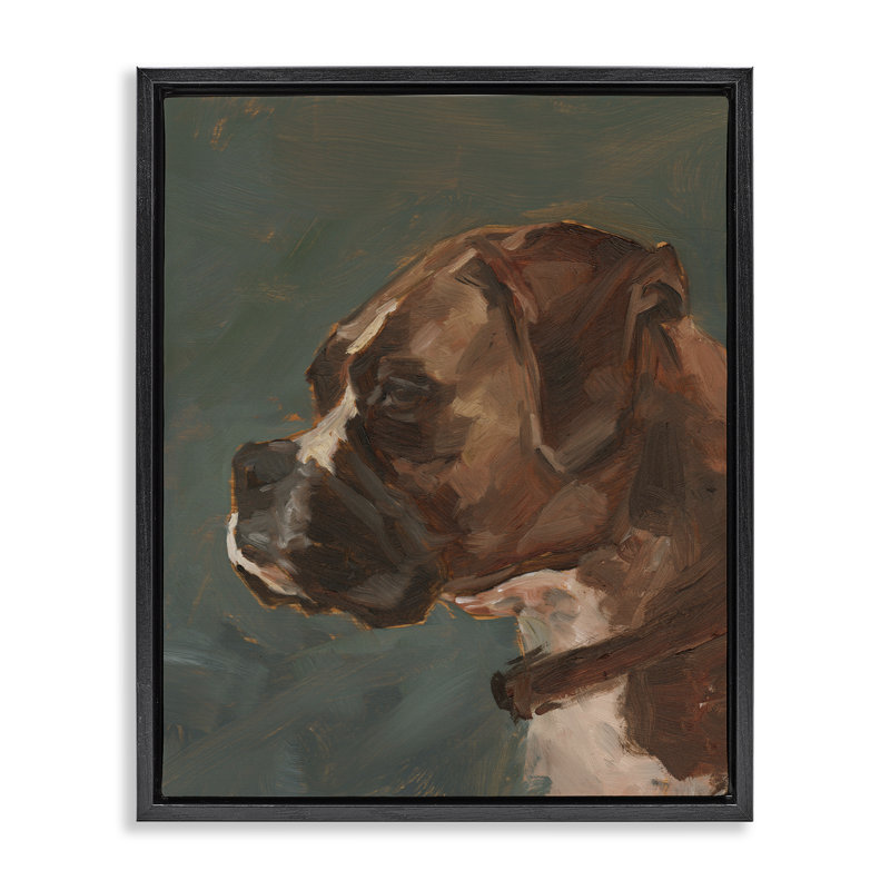 «Bulldog Gazing Portrait», art mural encadré sur toile flottante par Ethan Harper, H 21 po x l 17 po