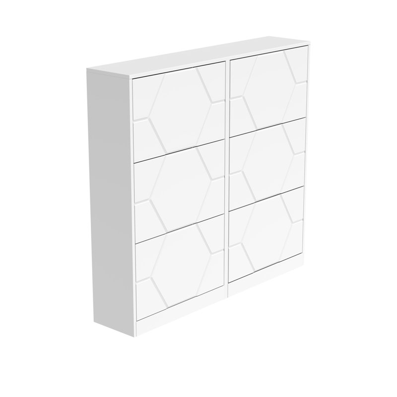 Shoe Storage Cabinet, 6 Tiers Shoe Organizer With Carved Panels