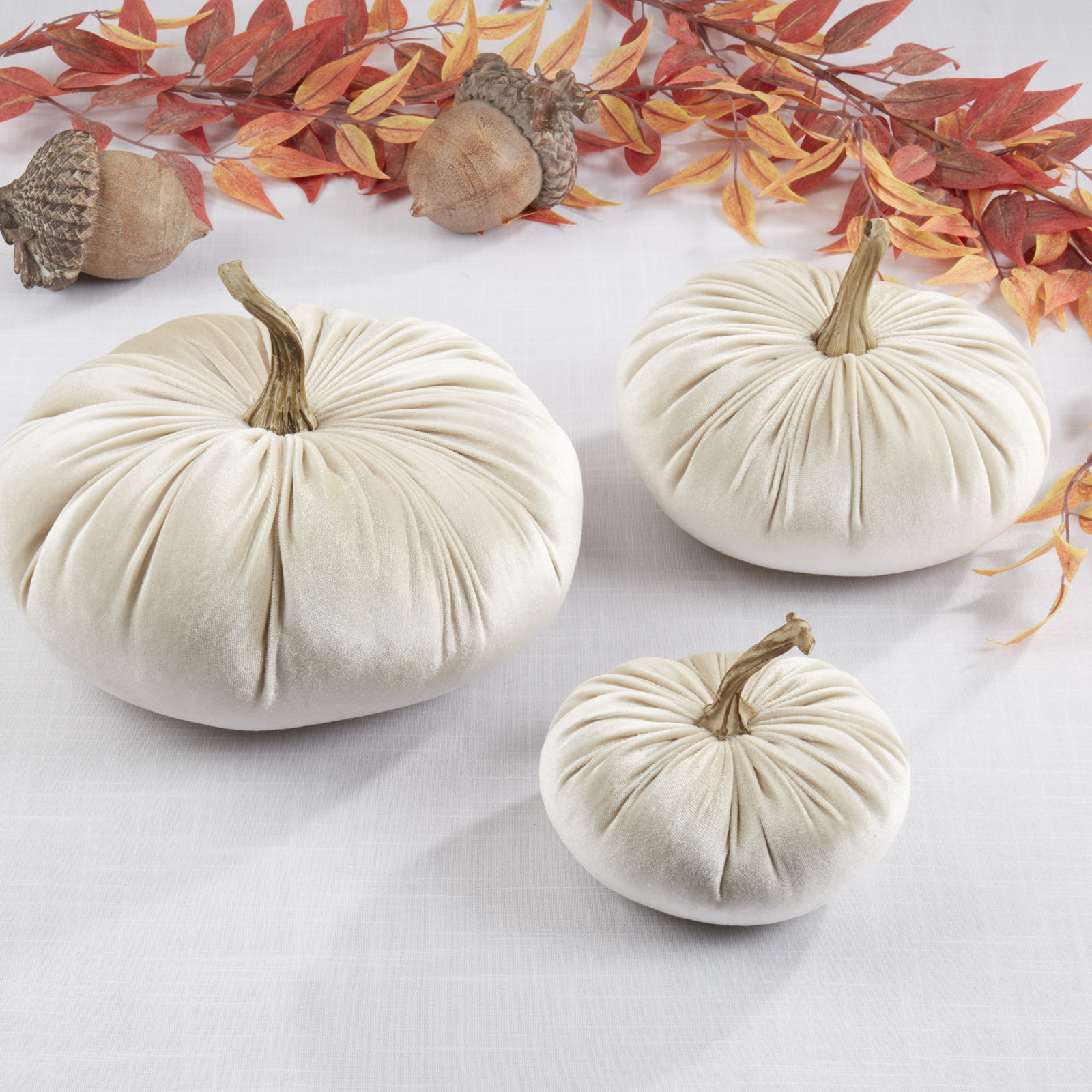 6-Piece Velvet Pumpkin Sculpture