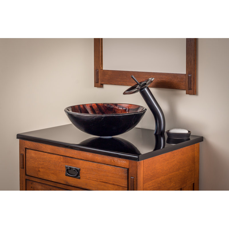 Novatto 16.5'' Glass Circular Bathroom Sink with Faucet