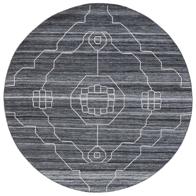 Ameliyah Flat Weave Polpropylene Southwestern Rug, Round 7'