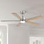 Ventilateur de plafond intelligent à DEL à intensité variable de 52 po, APP et télécommande, moteur CC réversible à 6 vitesses, 3 lumières de couleur, minuterie, pales de bois à double face, tiges verticales de 6 po / 10 po-1898301877