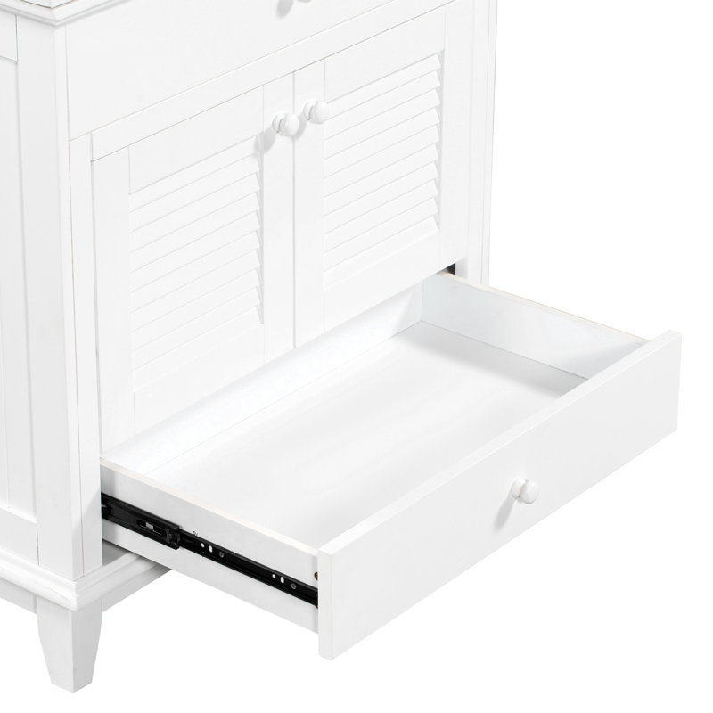 Base de meuble-lavabo 30 po sans lavabo, armoire de salle de bain avec deux portes et un tiroir, blanc