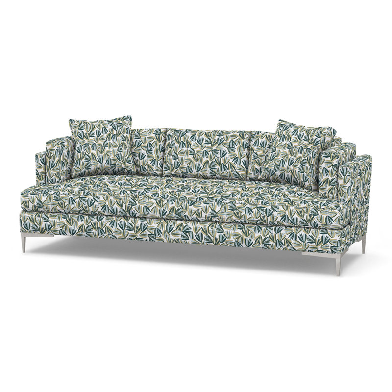 Aiden Upholstered 90.5'' Sofa, Polished Stainless, Perigold Palmetto Verdigris