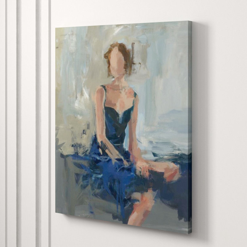 Lady In Blue Painting by Fern Cassidy, Image Brush Gel, 59" H x 47" W x 1.5" D