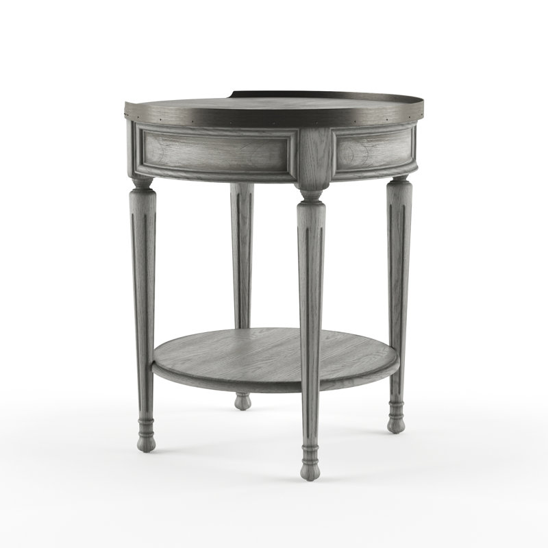  Sampson 22 po W Table d'appoint ronde à 1 tiroir en bois avec tablette inférieure ouverte, gris, Gris