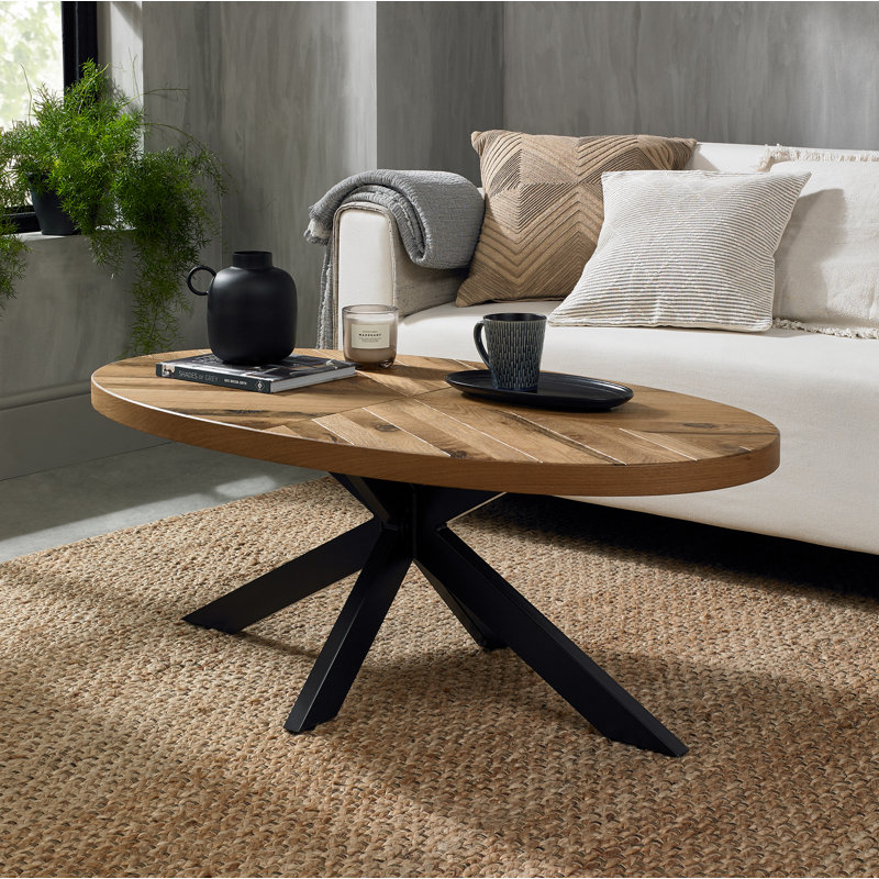 Stotts Cross Legs Coffee Table, Rustic Oak