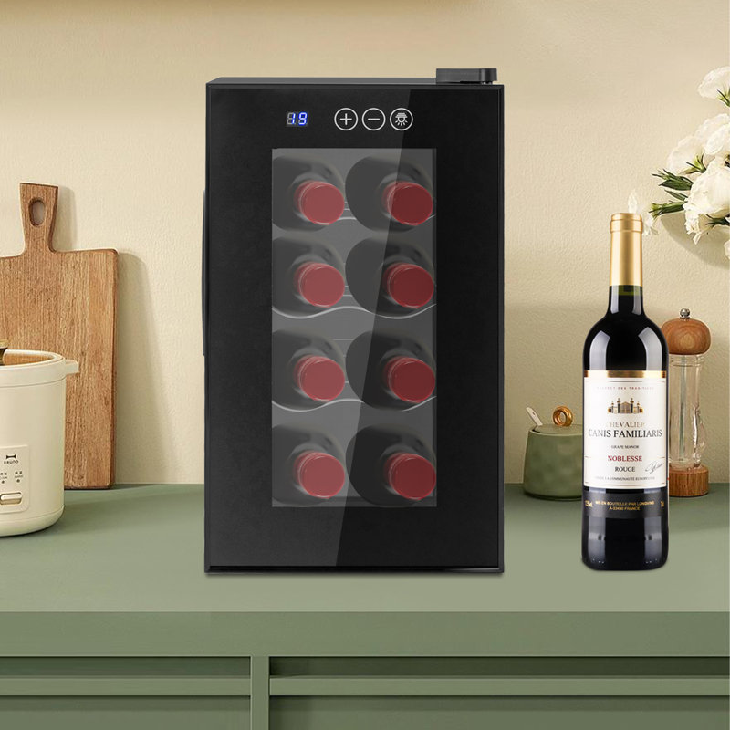 SUNYOU Single Zone 10.16'' Freestanding 8 Bottle Wine Refrigerator