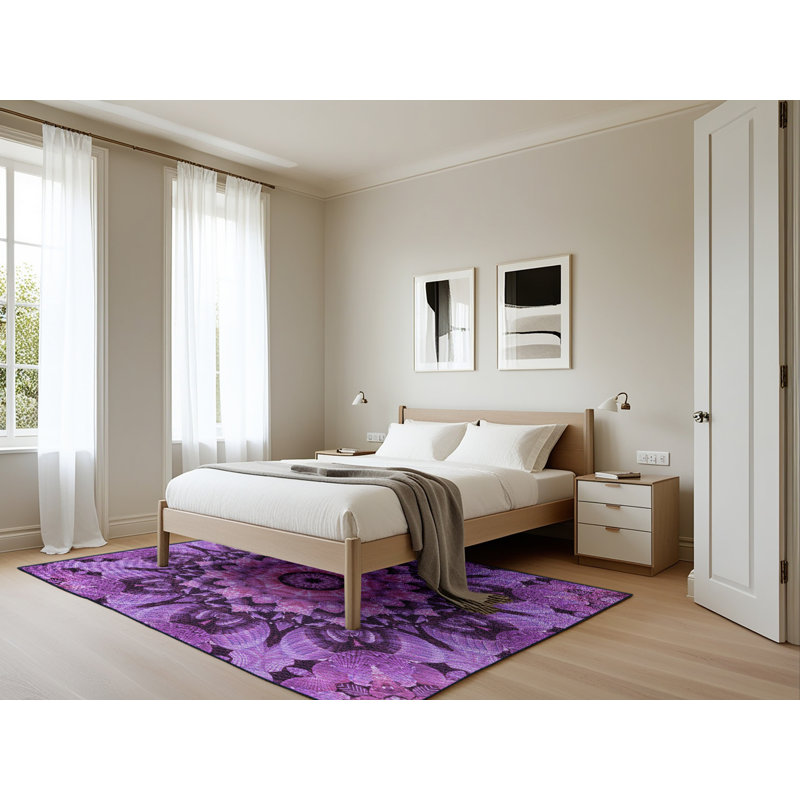 Tapis mauve tissé à la machine, Rectangle 5 pi x 7 pi