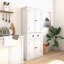 Armoire de rangement 72 po, armoire autoportante traditionnelle avec 4 portes et tablettes réglables, grand tiroir central