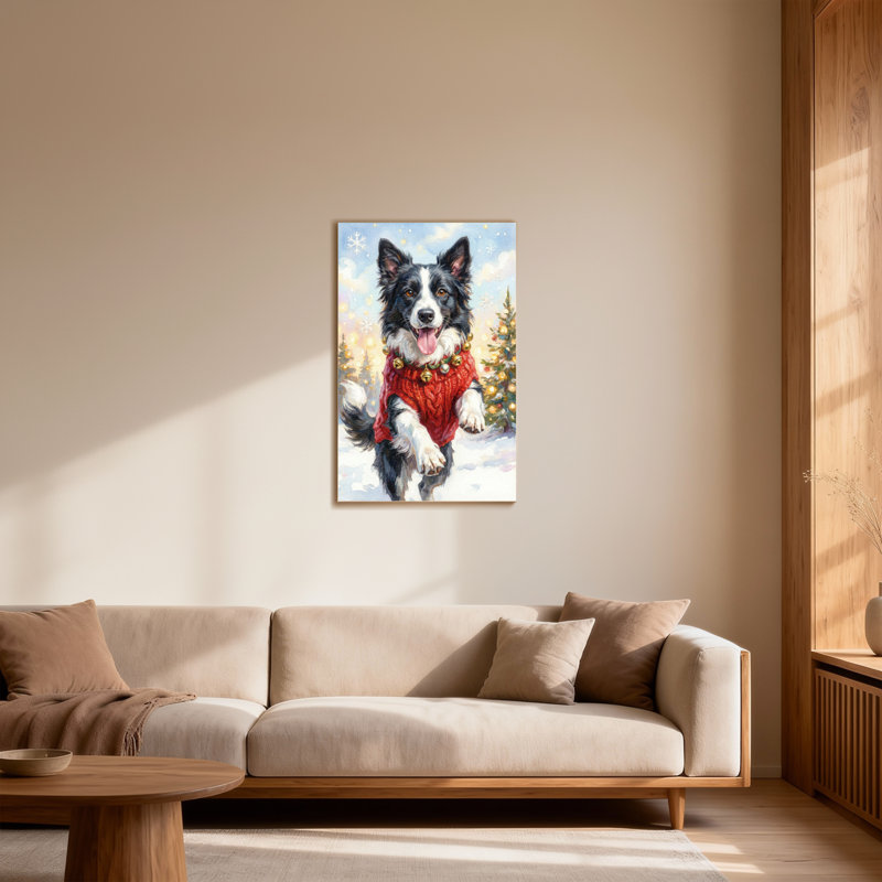 Animaux, chien de Noël dans un chandail rouge avec des clochettes