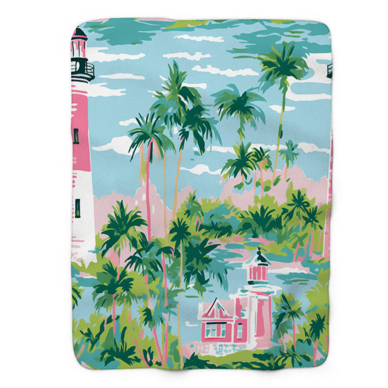 Motif de balise maritime - 1 pièce Sherpa Premium, L 50 po x L 60 po, Tours côtières BCBG
